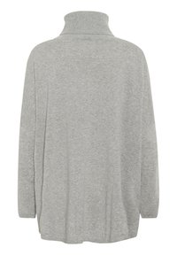 Maglione turtleneck grigio chiaro a maniche lunghe, con una vestibilità ampia e colletto, polsini e orlo a coste.