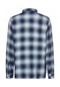 Langarm geruite overhemd met een blauw en wit patroon, gemaakt van een stof met een gladde textuur en een relaxed fit. Inclusief met knopen sluitende manchetten.