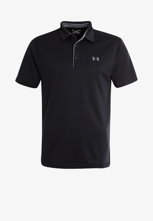 Czarna koszulka polo wykonana z oddychającego materiału. Posiada kołnierzyk, zapięcie na trzy guziki oraz małe logo na górnej lewej części klatki piersiowej.