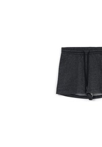 Pantaloni sportivi grigio scuro realizzati in morbido tessuto, con vita elasticizzata, cordoncino e orlo anteriore a spacco.