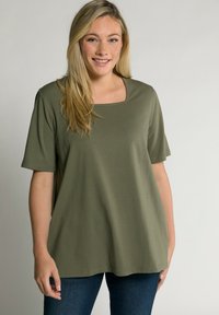 Ulla Popken CARREE-AUSSCHNITT - T-shirt basic - khaki
