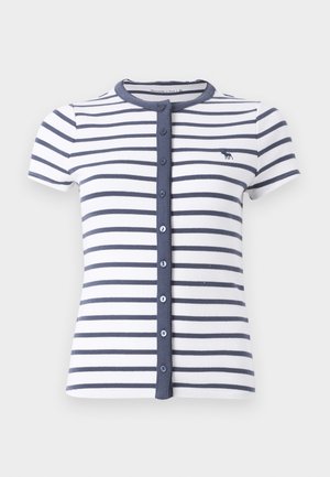 Abercrombie & Fitch, ICON BUTTON THRU - Μπλουζάκι με στάμπα - white