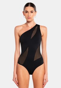 OW Collection - CURVE MESH ONE SHOULDER - Body - black Miniatuurafbeelding 1