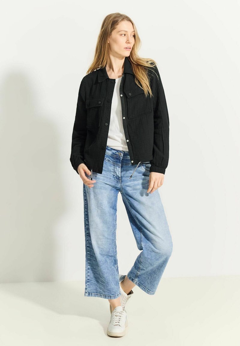 Cecil B212074 Giacca di Jeans, Mid Blue Used Wash, XS Donna