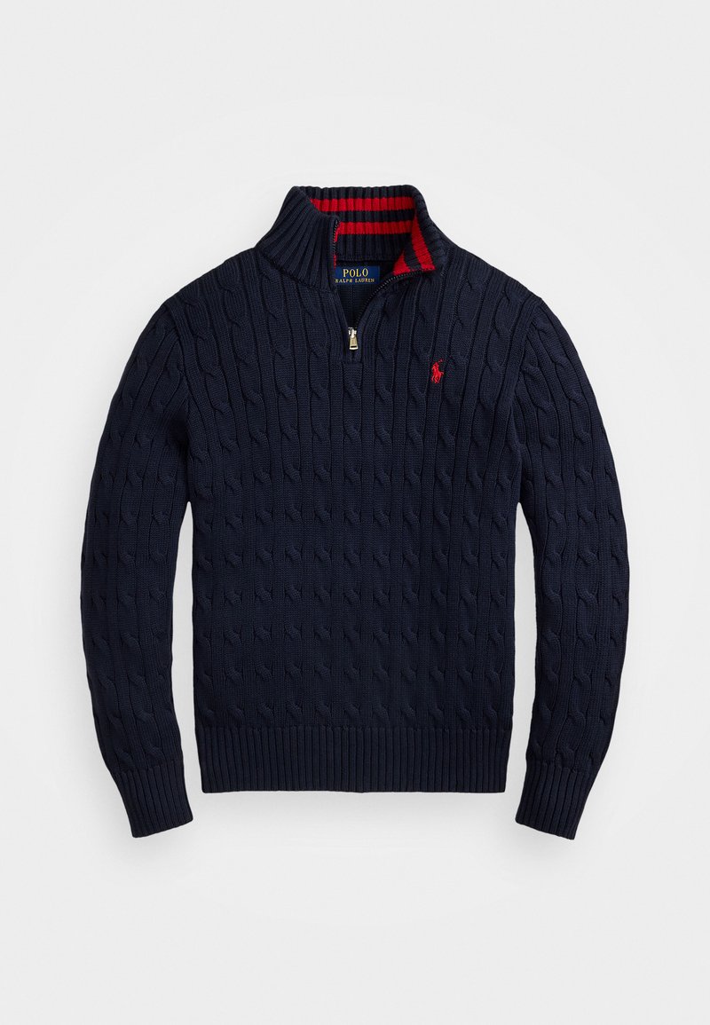 Polo Ralph Lauren - CABLE-KNIT COTTON QUARTER-ZIP JUMPER - Jersey de punto - navy, Ampliar