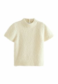 Next SHORT SLEEVE BOUCLÉ TEXTURED - REGULAR FIT - Basic T-shirt - white ecru