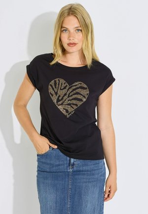 Grain de Malice, T-SHIRT MOTIF CŒUR STRASS - Camiseta estampada - noir