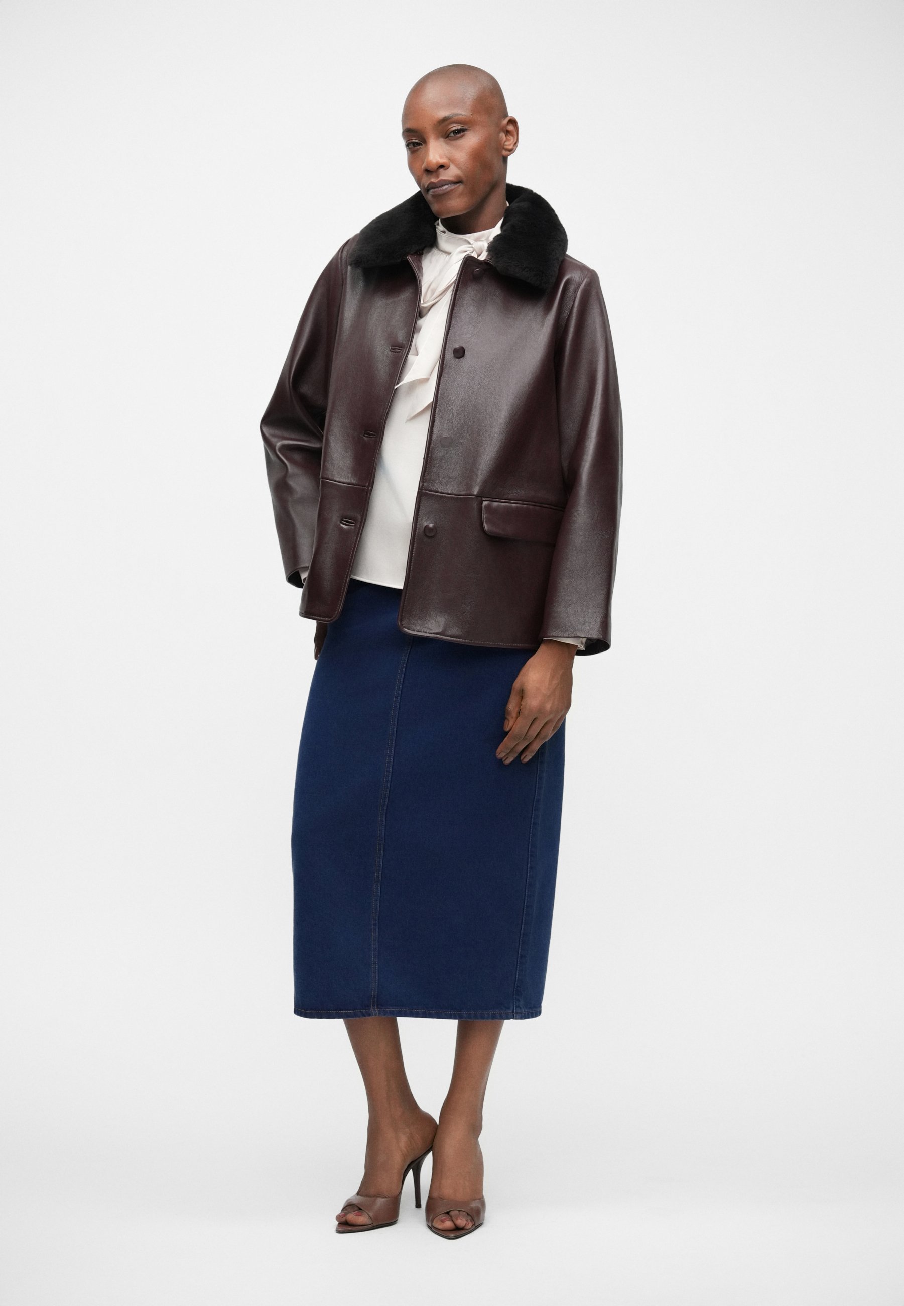 Claudie Pierlot Leather jacket - lie de vin/bordeaux - Zalando