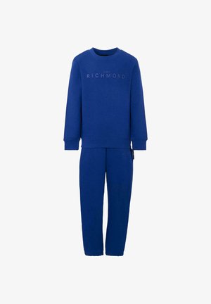 Niebiści bluza i spodnie dresowe wykonane z miękkiego materiału. Posiadają ribbowe wykończenie dekoltu i mankietów oraz wytłoczone logo z przodu.