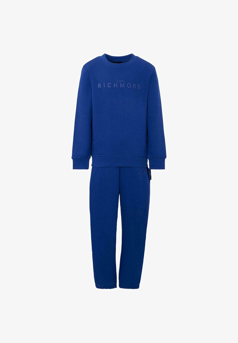 Niebiści bluza i spodnie dresowe wykonane z miękkiego materiału. Posiadają ribbowe wykończenie dekoltu i mankietów oraz wytłoczone logo z przodu.