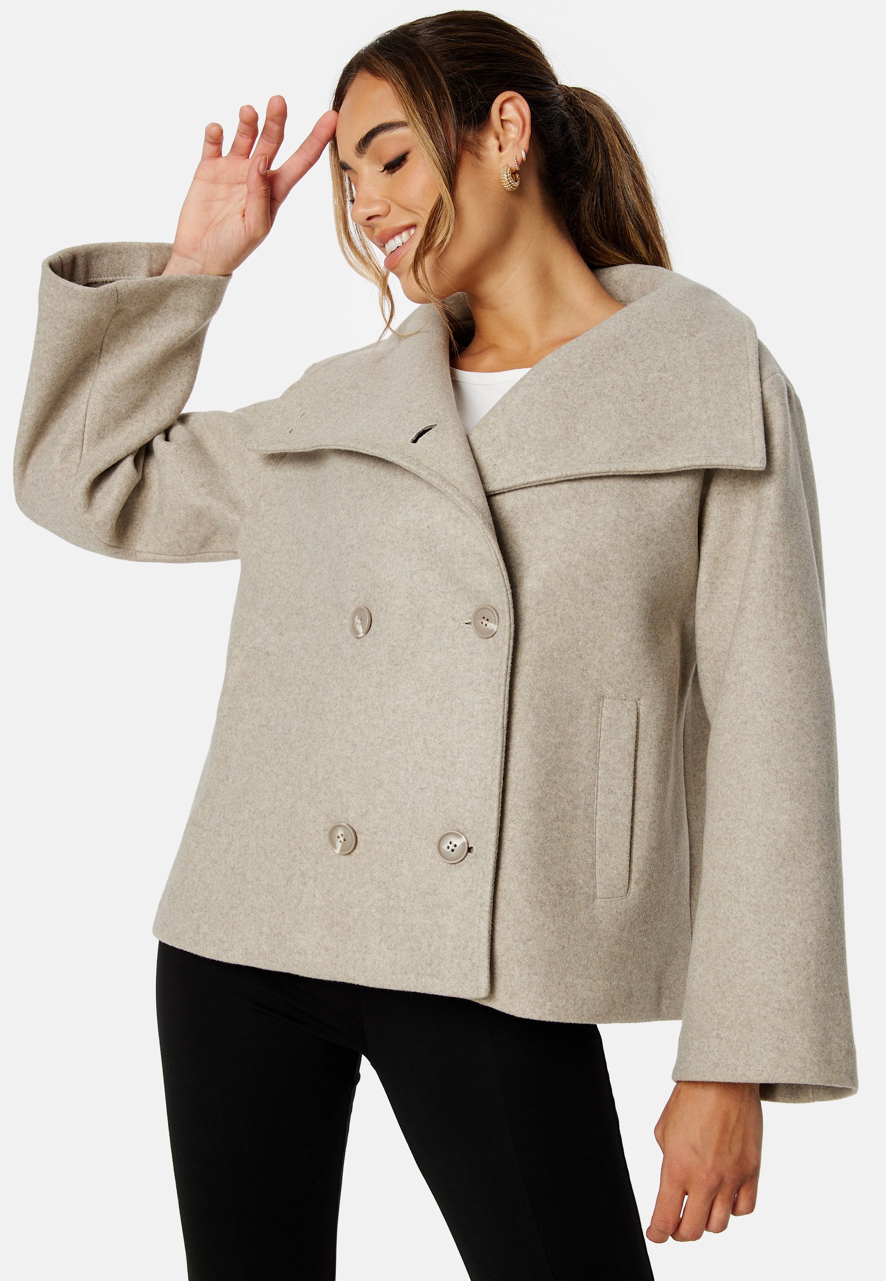 Bubbleroom HIGH NECK SHORT COAT - Summer jacket - tan - Zalando