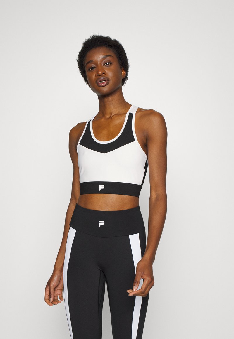 Fila RABENAU CROPPED - Reggiseno sportivo con sostegno medio - lucent white/black beauty
