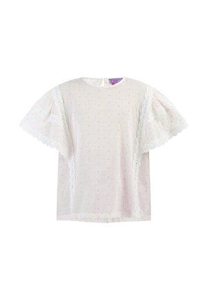 Bluse - weiss/pink/orange punkte