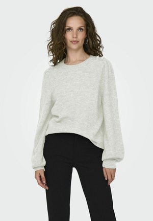 JDY JDYELANORA O NECK BUTTON - Striktrøje - cloud dancer
