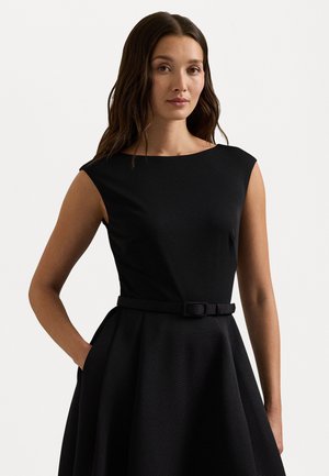 BELTED FAILLE JERSEY COCKTAIL DRESS - Koktailové šaty/večierkové šaty - black