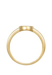 Guldring med en glat, poleret finish, der har en afrundet skæft og en flad top. Enkelt design med en ensartet bredde overalt.