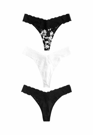LACE DETAIL 3 PACK  - REGULAR FIT - Chilot tanga - black white