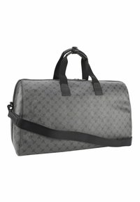 SAC DE VOYAGE GRIS en tissu à motifs. Doté de deux poignées supérieures et d'une bandoulière amovible. Fermeture éclair sur le dessus.