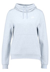 Ljusblå pull-over hoodie gjord av en mjuk bomullsblandning, med en stor cowl-hals, framficka med kangaroo-design och ribbade ärmar.