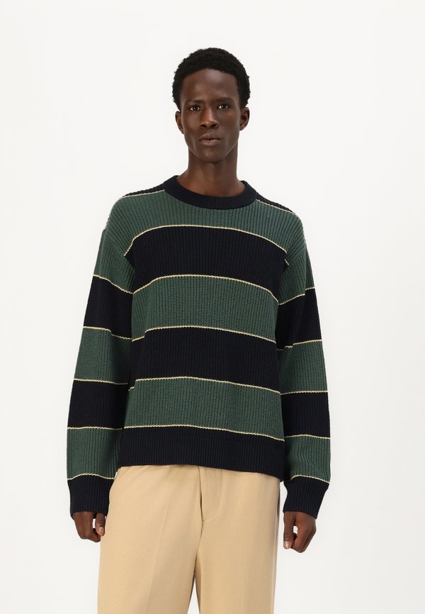 Oversized Striped Crew Sweater - Jumper