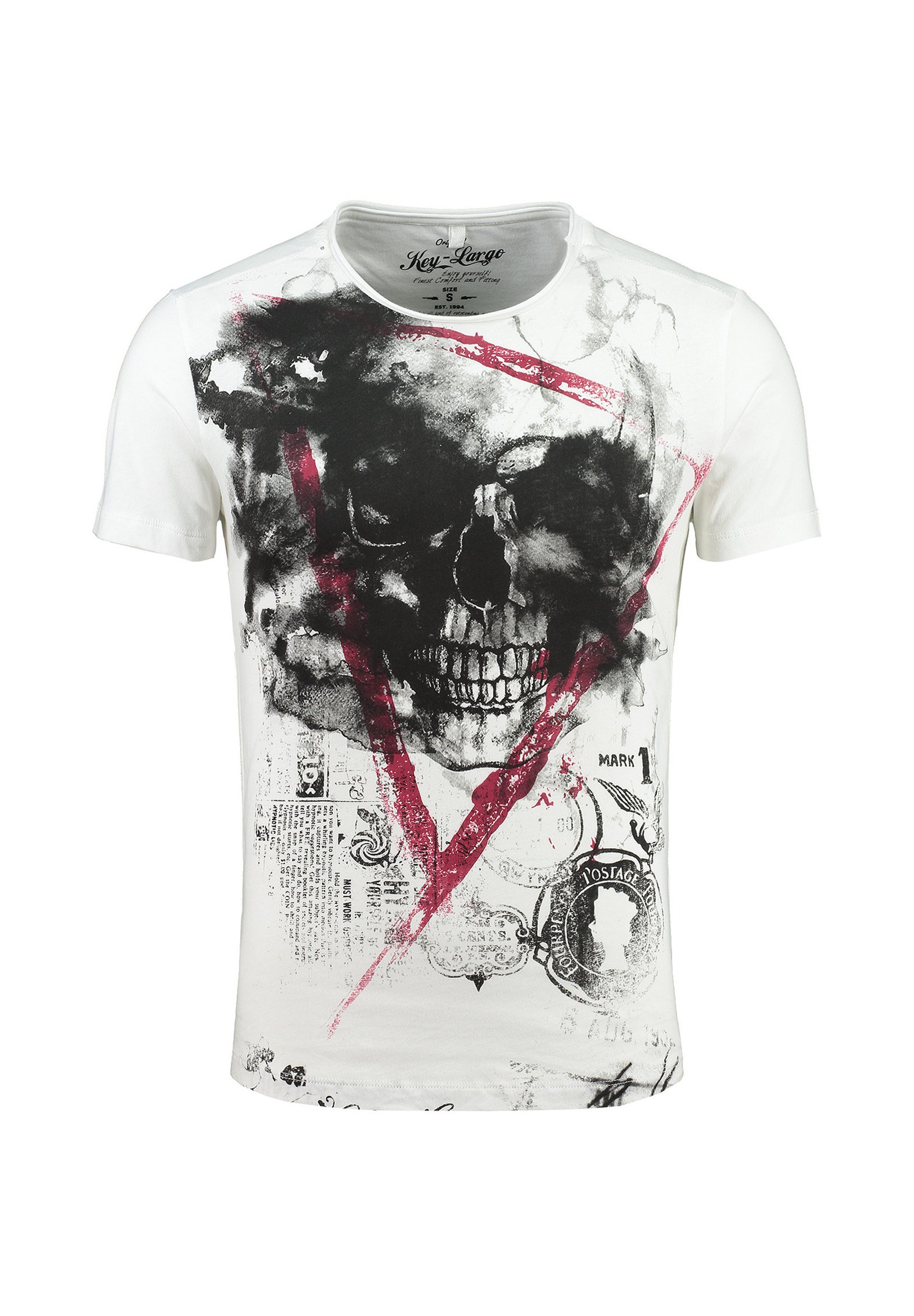 KEY LARGO Herren T-Shirt Mit Totenkopfprint – 1er Pack, Aus Reiner Baumwolle, Regular Fit