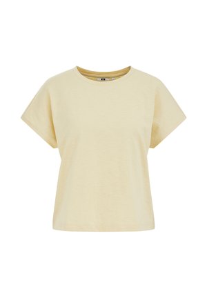 Helebeežikas lühikeste varrukatega lühike T-särk ümarate kaelustega ja lõdva istuvusega.