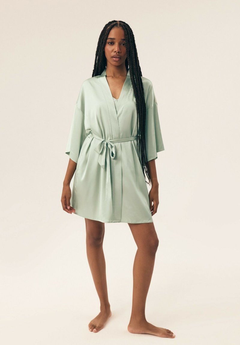mint green dressing gown Women's Dressing Gown Summer Mint Green Pyjamas Dressing Gown Solid Cotton Medium Length Lace Belt Sexy Bathrobe Sleepwear Kimono Robe Nightdress Bridal Wedding Party Lounge : Amazon.de: Fashion