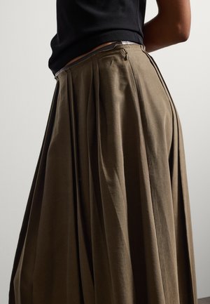 Stefanel, PLEATED MIDI SKIRT. - Falda acampanada - army green