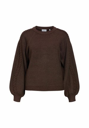 Object, JUMPER POINTELLE SLEEVE - Strickpullover - seal brown