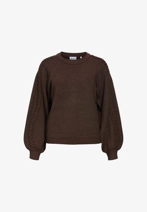 Object, JUMPER POINTELLE SLEEVE - Strickpullover - seal brown