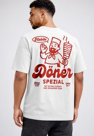 Neverless HERREN T-SHIRT - DÖNER SPEZIAL - OVERSIZED RELAXED FIT SOMMER - Print T-shirt - weiß