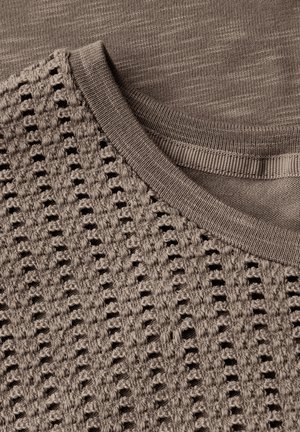 Street One MIT SPITZENDETAILS - T-shirt imprimé - braun