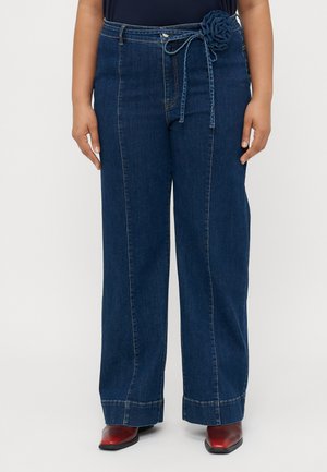 CARMADISON ROSE BELT - Wide Leg - dark blue denim