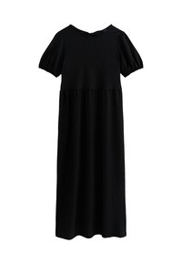 CRINKLED BOW BACK SMOCK MIDI - Jurk - black