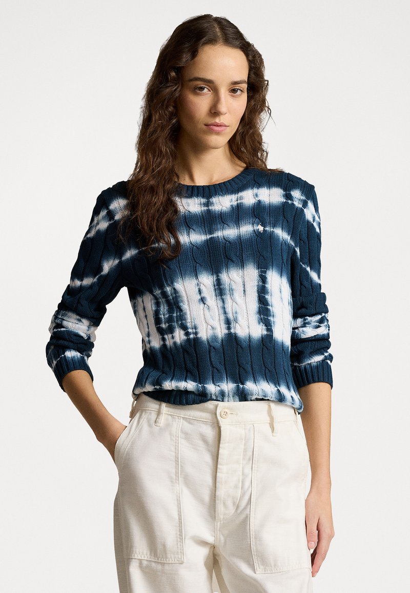 Polo Ralph Lauren TIE DYE CABLE KNIT COTTON SWEATER - Džemperis - blue multi tie dye