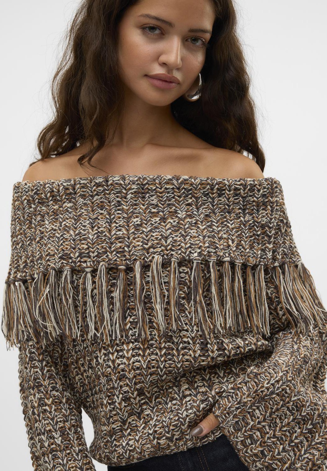 Top Femme à épaules Dénudées VERO MODA - En Tricot Viscose/polyester, Col Rond, Manches Courtes - 5