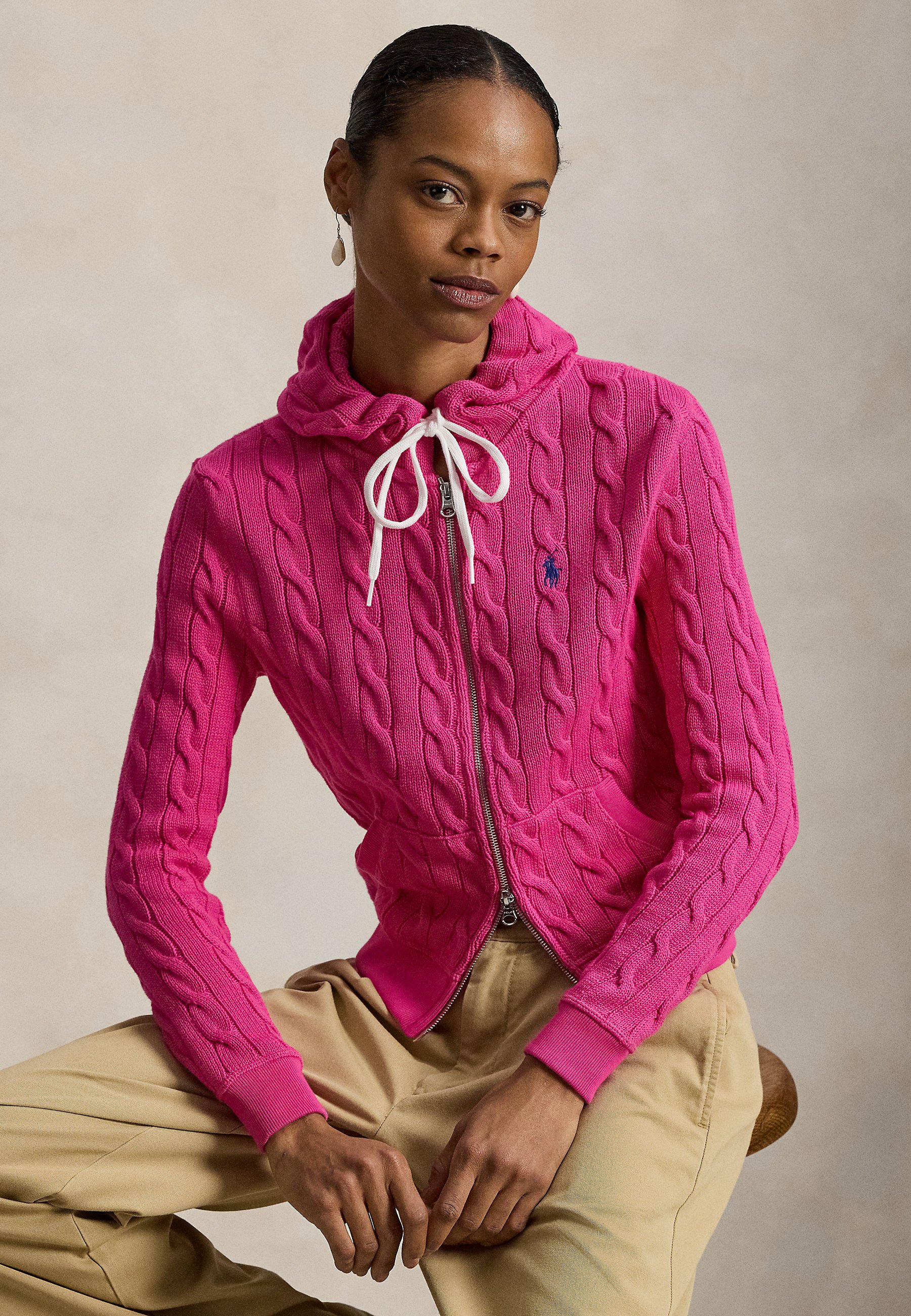 Polo Ralph Lauren CABLE-KNIT COTTON FULL-ZIP HOODIE - Cardigan