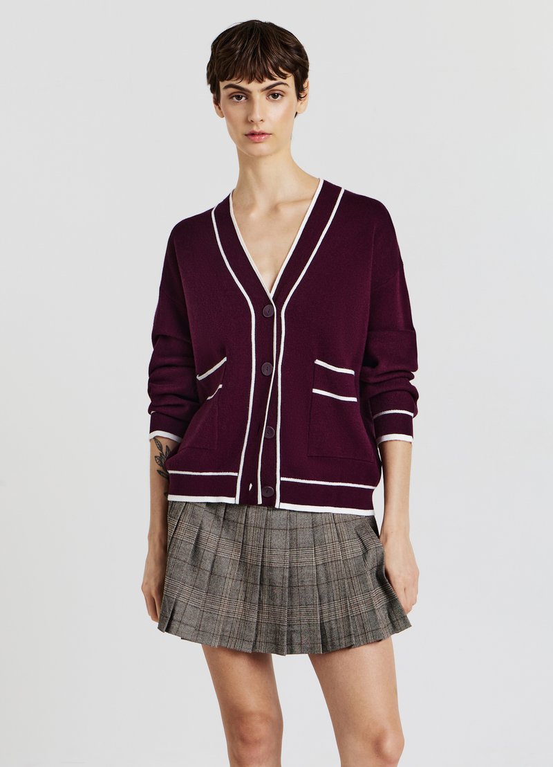 Calliope CON PROFILI A CONTRASTO - Cardigan - bordeaux
