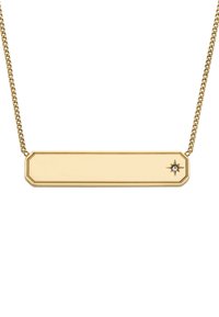 Collier en or avec un pendentif rectangulaire présentant un bord octogonal et un petit design d'étoile, complété par une fine chaîne.