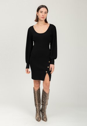 BUTTON DETAIL - Etuikleid - black