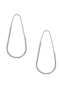 Cercei argintii în formă de picătură. Fabricati din metal neted, cu un design minimalist și finisaj lustruit.