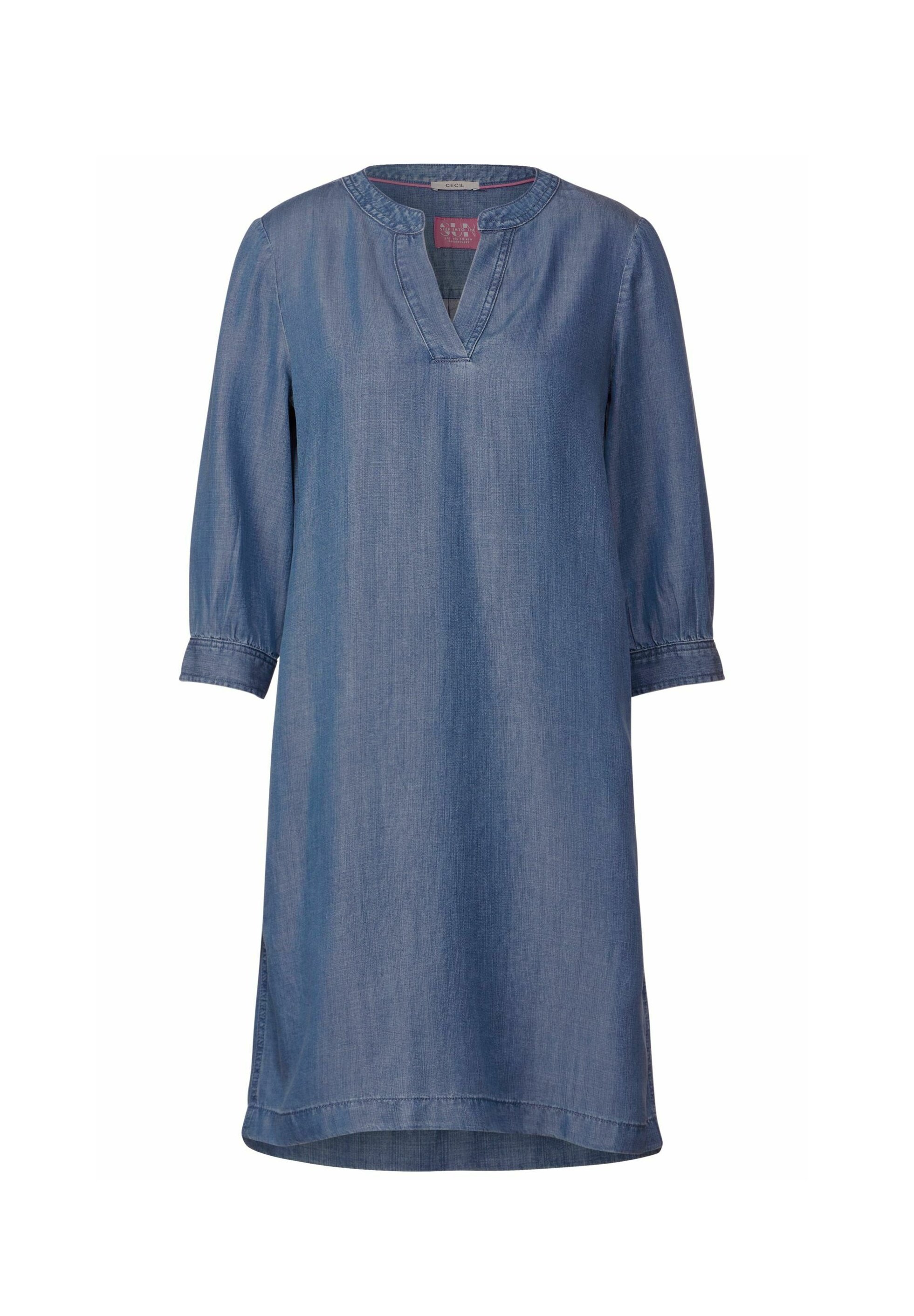 Robe Femme En Lyocell Cencil - Col Chemise, Manches Longues Relevables, Ceinture à La Taille - Coupe Décontractée Et Confortable - 12
