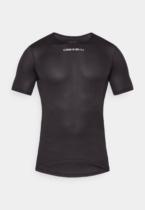 Czarna koszulka sportowa z krótkim rękawem, wykonana z siateczki, o dopasowanym kroju, z okrągłym dekoltem i dyskretnym logo Castelli z przodu. Lekki i oddychający materiał.