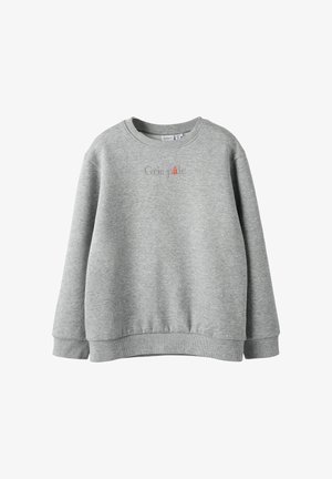 Grå langærmet crewneck trøje med ribbede manchetter og bund, med lille broderet tekst i midten, der står "Cris pâle."