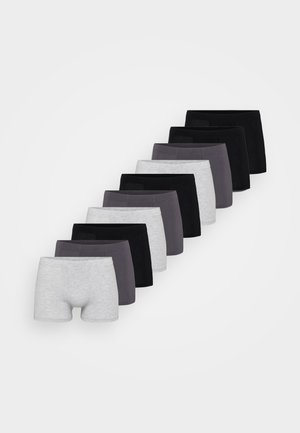 Ensemble de 10 paires de boxers en gris, noir et gris foncé ; en mélange de coton ; avec une ceinture élastique et un design ajusté.