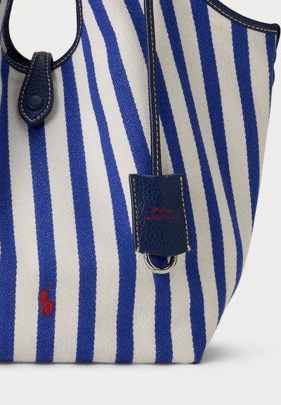 Polo Ralph Lauren POLO PLAY STRIPED CANVAS MEDIUM TOTE - Velika torba - ink/white