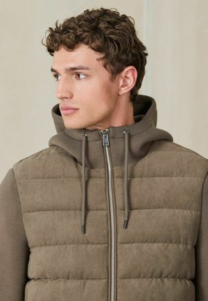 Next, REGULAR FIT - QUILTED HYBRID HOODED JACKET - Vinterjakker - neutral faux suede