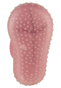 Transluzente rosa gepolsterte Sohle mit strukturierten Erhebungen für Halt, mit runder Form und gravierten Größenangaben (21/22).