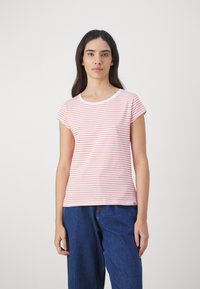 Mads Nørgaard STRIPE TEASY TEE - T-Shirt print - brilliant white/shell pink