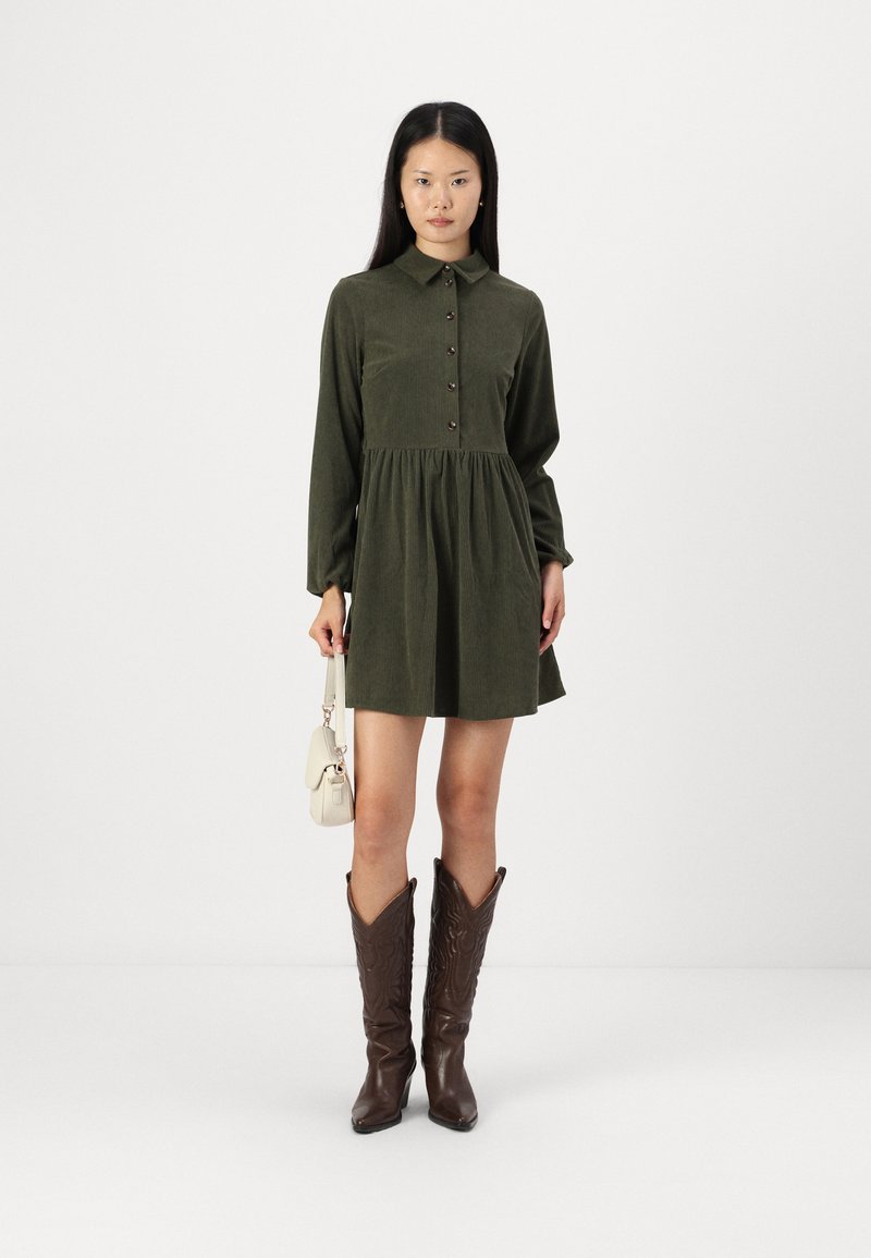 Vero Moda VMMIRJAM SHORT SHIRT DRESS - Shirt dress - forest night/dark green  - Zalando